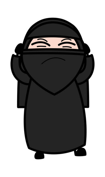 Карикатура на мусульманку с закрытыми ушами