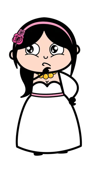 Cartoon Bride Vážně Přemýšlí — Stockový vektor