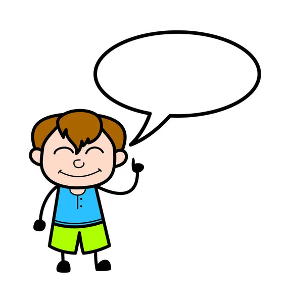 Cartoon Tiener Jongen Met Spraakbel — Stockvector