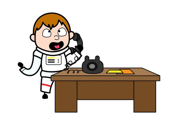 Cartoon Astronaut Rozmawia Przez Telefon — Wektor stockowy