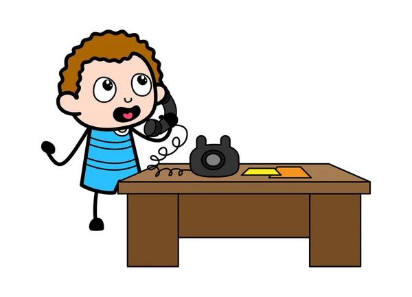 Desenhos Animados Kid Falando Telefone —  Vetores de Stock