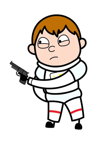 Cartoon Astronaut Pointing Gun — Stockvektor