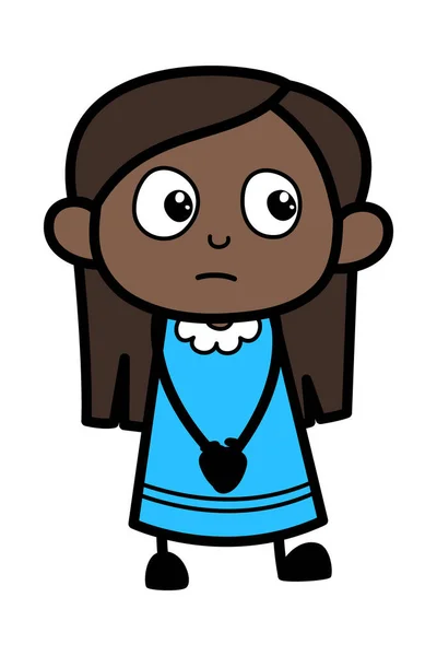 Tímida Chica Negra Ilustración Dibujos Animados — Vector de stock