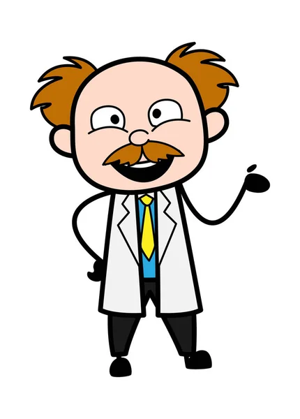 Happy Scientist Cartoon Illustration — Stock Vector