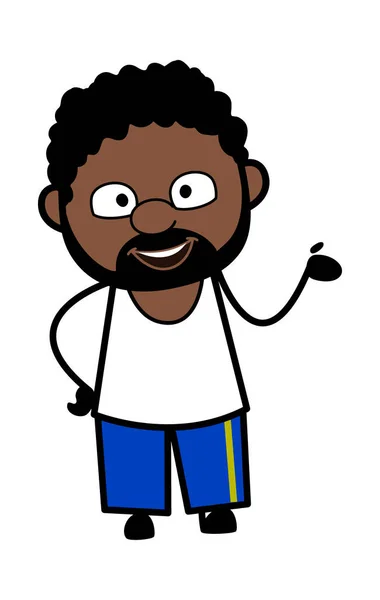ハッピーアフリカ系アメリカ人男性漫画イラスト — ストックベクタ