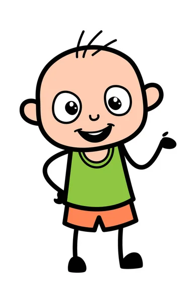 Happy Bald Boy Cartoon Ilustração — Vetor de Stock