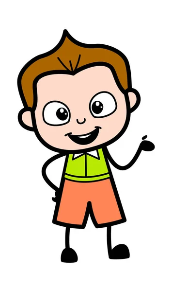 Gelukkig Schooljongen Cartoon Illustratie — Stockvector