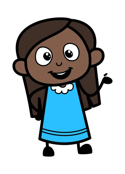 Feliz Menina Negra Ilustração Dos Desenhos Animados — Vetor de Stock