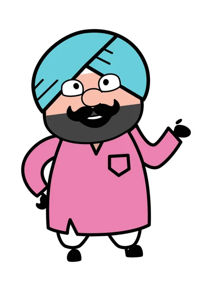 Feliz Bonito Sardar Cartoon Ilustração —  Vetores de Stock