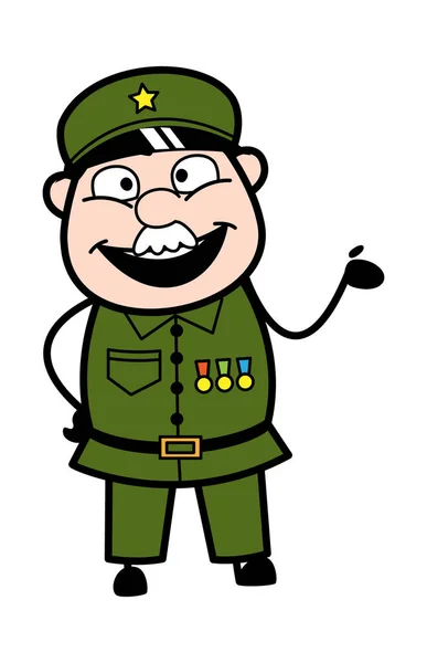 Ilustração Dos Desenhos Animados Homem Militar Feliz —  Vetores de Stock