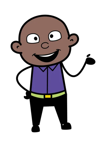 Happy Cartoon Bald Black Cartoon Illustration — Stockový vektor