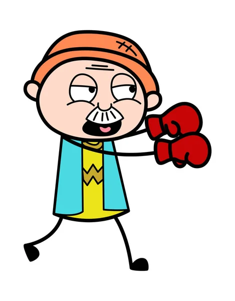 Cartoon Papy Boxe Illustration — Image vectorielle