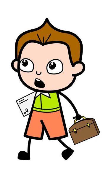 Cartoon Schoolboy Andare Ufficio — Vettoriale Stock