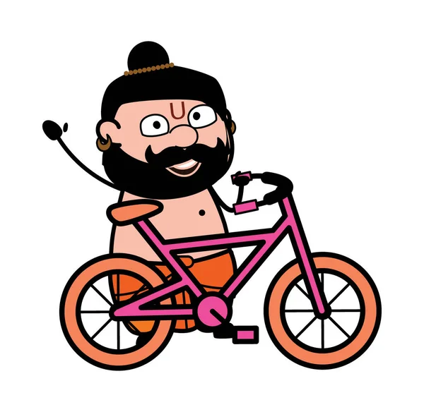 Cartoon Pandit Kerékpárral — Stock Vector