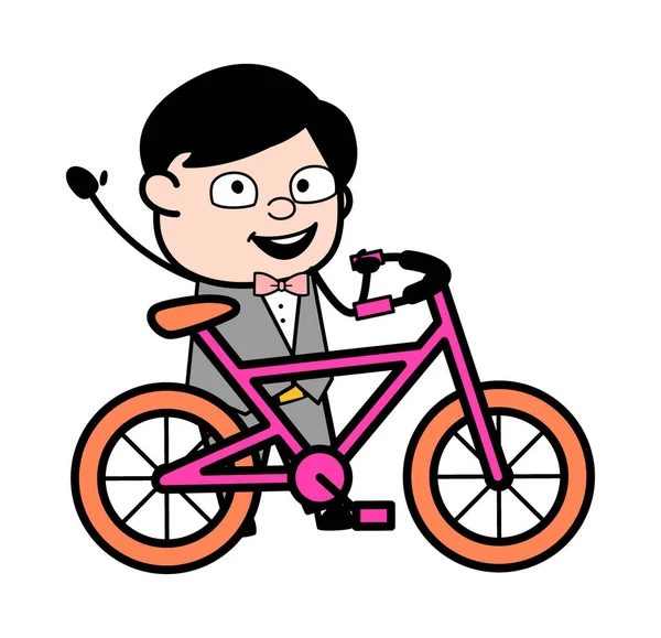 Cartoon Bräutigam Mit Fahrrad — Stockvektor