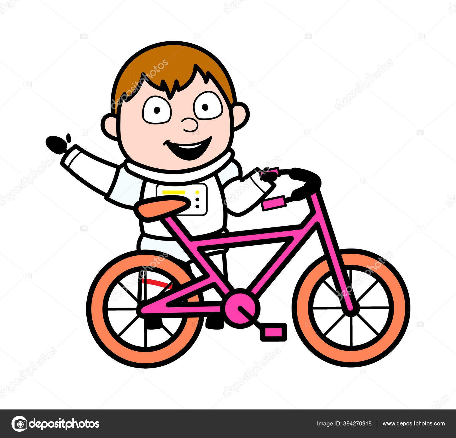 Astronot Kartun Dengan Sepeda Stok Vektor Lineartist 394270918