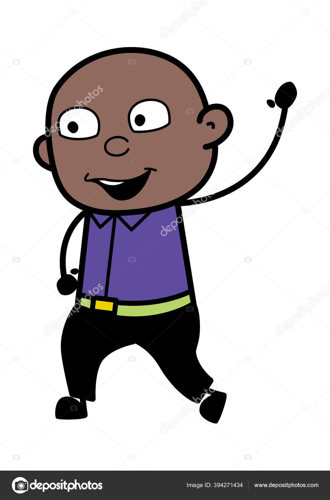 Cartoon Cartoon Bald Black Saying Hello Stock Vector Image by ©lineartist  #394271434