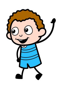 Çizgi film çocuğu merhaba diyor.