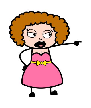 Kızgın Çizgi film Genç Bayan Bağırma İllüstrasyonu