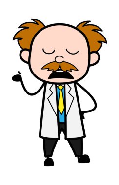 Karikatür Bilimadamı Dalgın Çizim