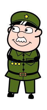 Katlanmış Silahlı Asker Çizgi Filmi