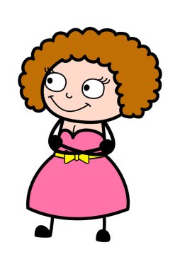 Katlanmış Kollu Genç bayan çizgi filmi