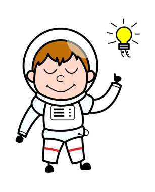 Çizgi film astronotunun bir fikri var.
