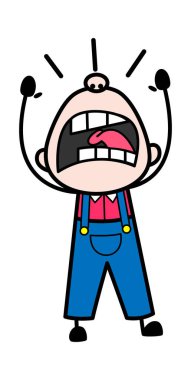 Bağıran Çiftçi Çizgi Film İllüstrasyonu