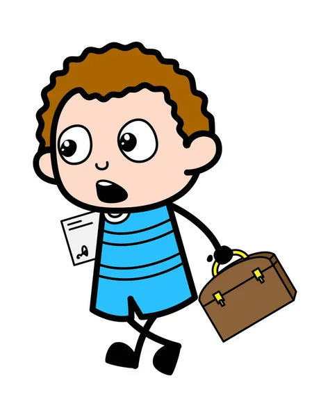 Cartoon Kid Going Office — стоковый вектор