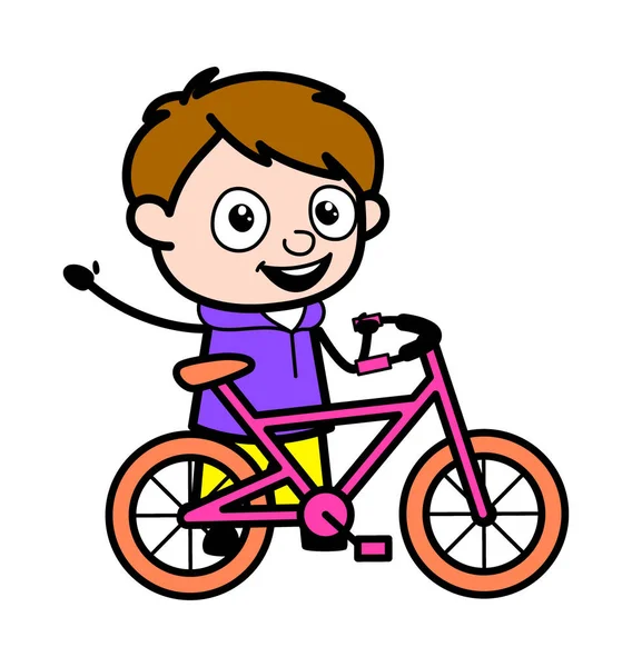 Muchacho Dibujos Animados Con Bicicleta — Vector de stock