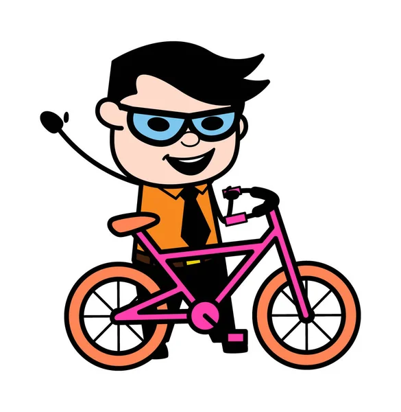 Cartoon Geschäftsmann Mit Fahrrad — Stockvektor