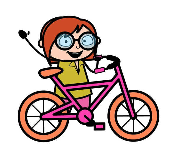 Maestro Dibujos Animados Con Bicicleta — Vector de stock