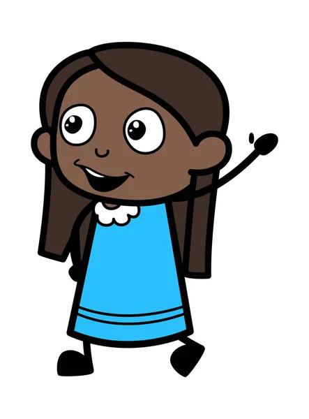 Dibujos Animados Chica Negra Diciendo Hola — Vector de stock