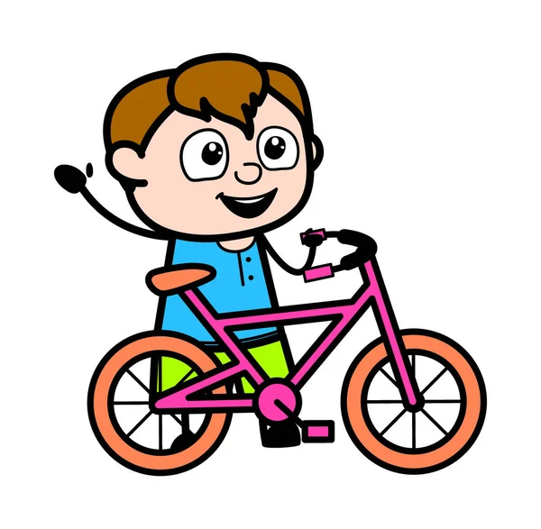 Dibujos Animados Adolescente Chico Con Bicicleta — Vector de stock