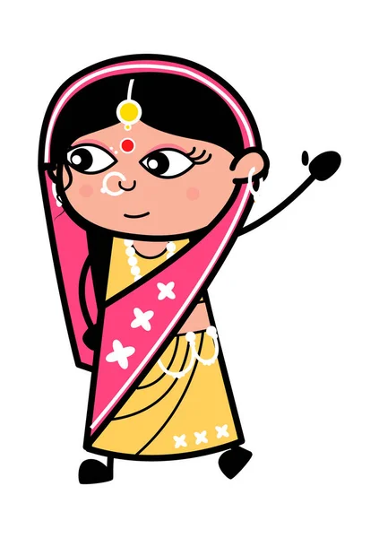 抚养的印度妇女卡通片 — 图库矢量图片