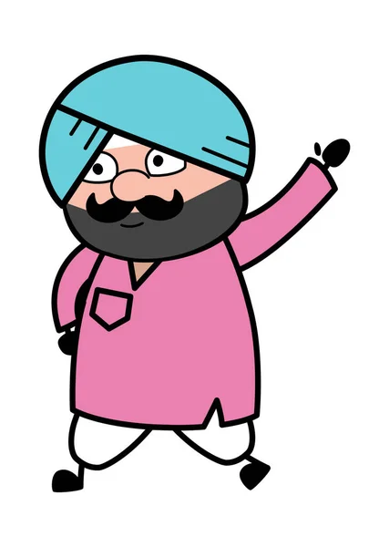 Podniesiona Ręka Cute Sardar Kreskówki — Wektor stockowy