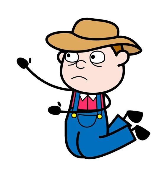 Cartoon Farmer Begging Illustration — Stock Vector