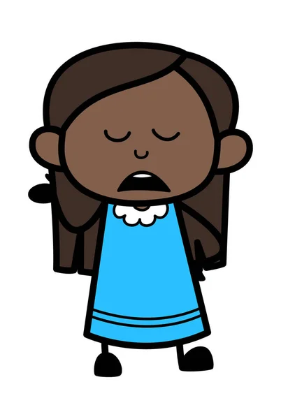 Dibujos Animados Negro Chica Pensativo — Vector de stock