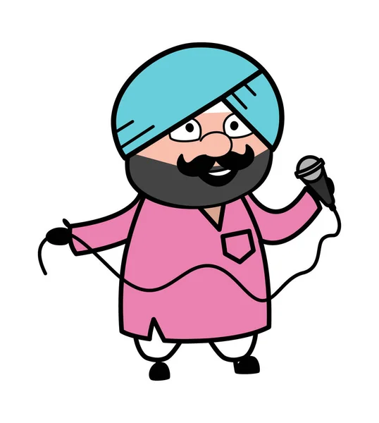 Mic Cartoon Cute Sardar — 스톡 벡터