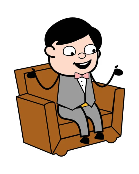 Cartoon Groom Rozmawia Kanapie — Wektor stockowy