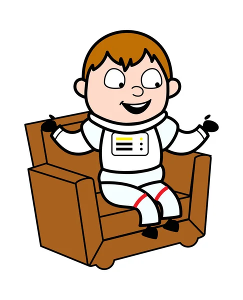 Kreskówkowy Astronauta Rozmawiający Kanapie — Wektor stockowy