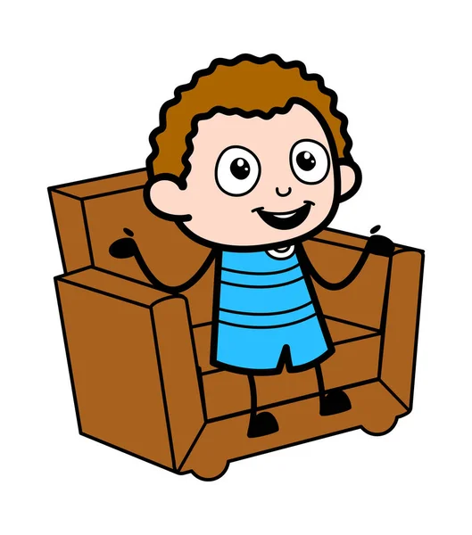 Cartoon Kid Gespräch Auf Dem Sofa — Stockvektor