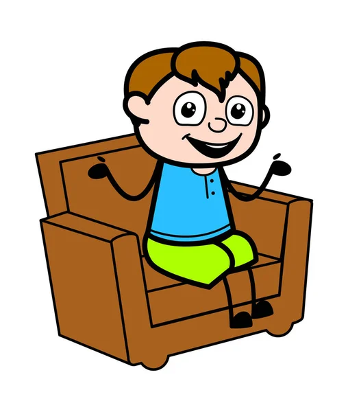 Cartoon Teen Boy Parla Sul Divano — Vettoriale Stock