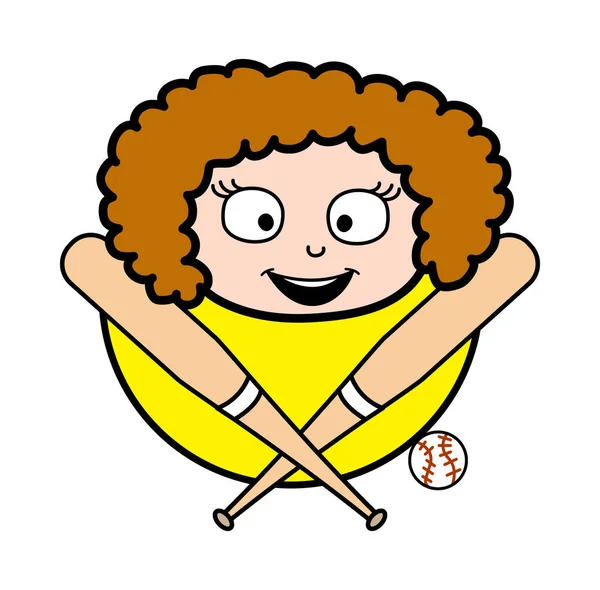 Cartoon Young Lady Baseball Mascot — Stock Vector