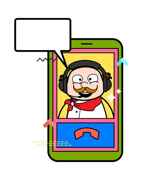 Cartoon Businessman Video Calling Mobile — стоковый вектор