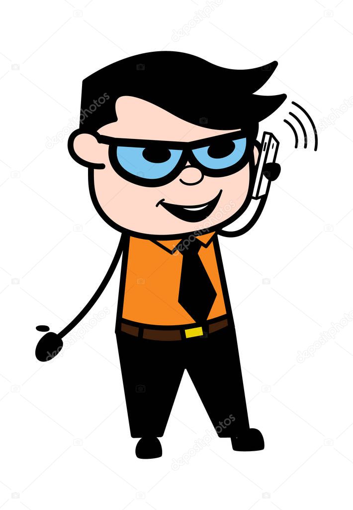 Cartoon Businessman talking on Cell Phone