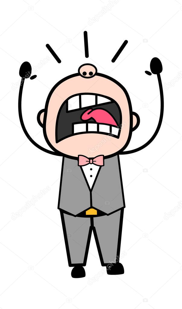 Shouting Groom Cartoon Illustration