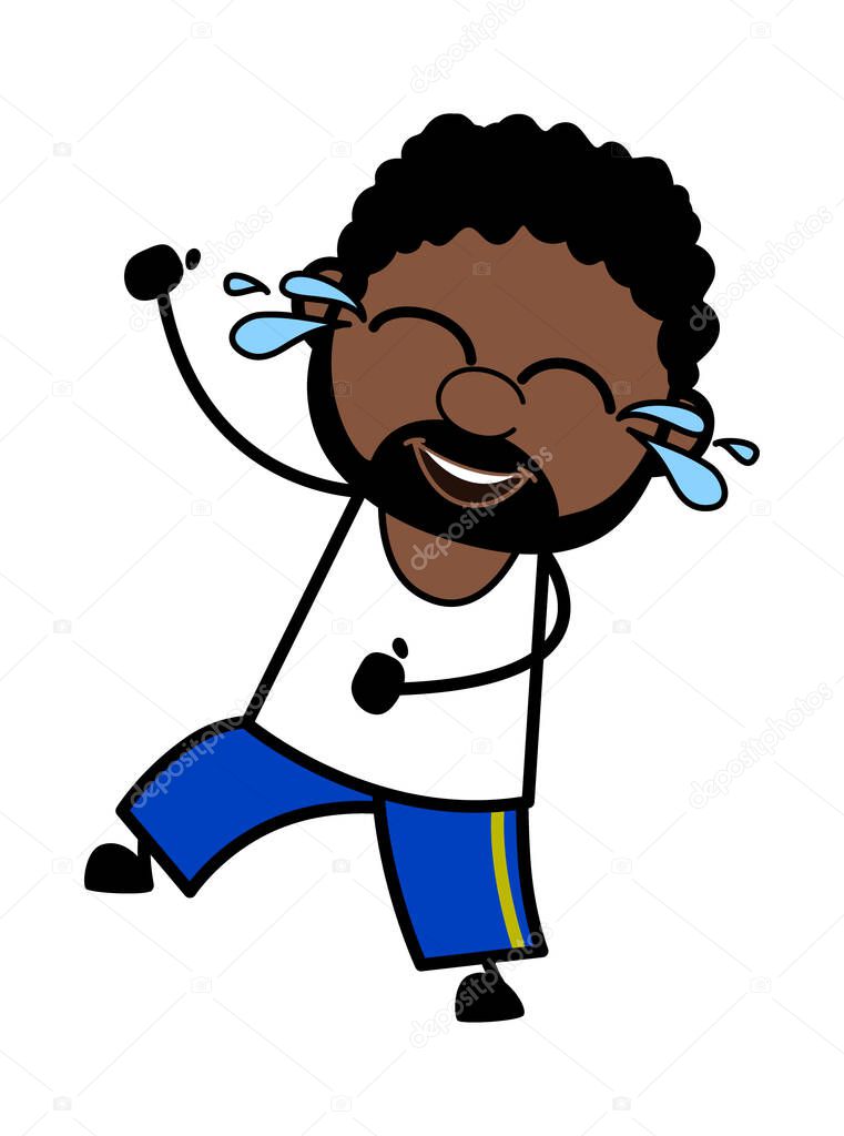 Cartoon African American Man Laughing
