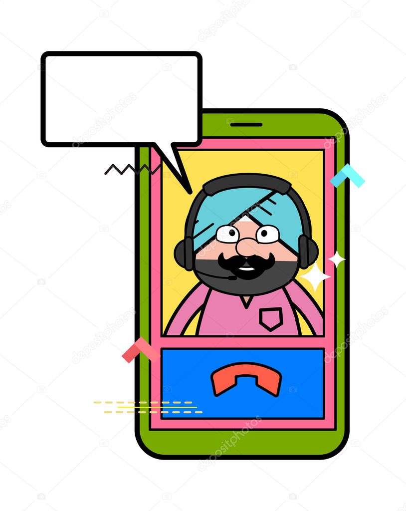 Cartoon Cute Sardar Video Calling on Mobile