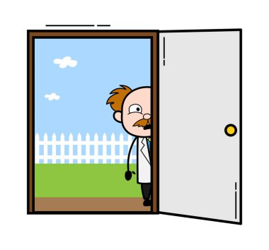 Karikatür bilimcisi kapıdan bakıyor.